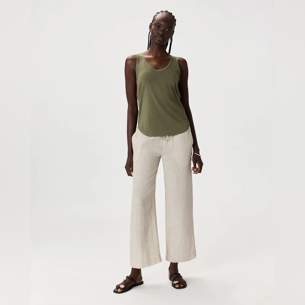 Quince Cotton Modal Double Scoop Neck Tank- Green- Large - Picture 6 of 11
